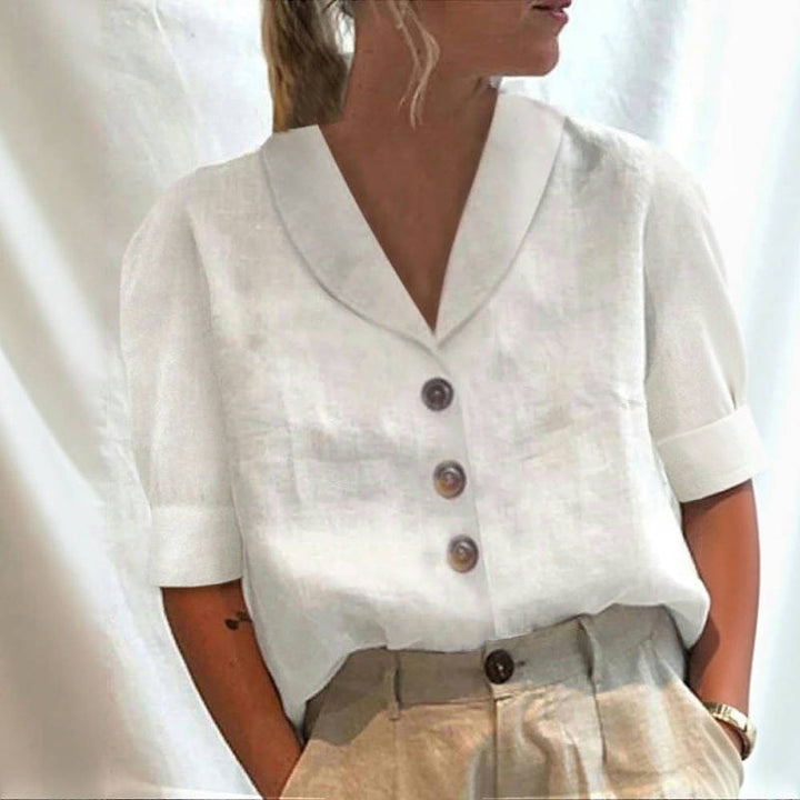 Elegant Solid Color Blouse, view 2 - Elena Harper