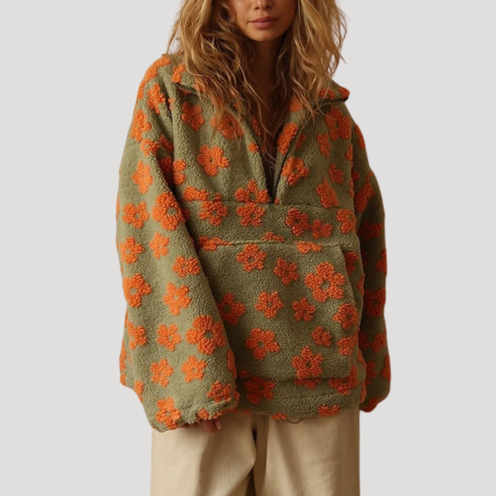 Women's Floral Pull-Over Demi-Zip