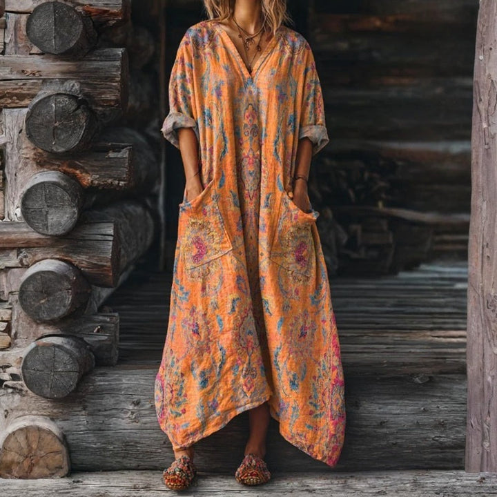 Vintage Ethnic Print Dress