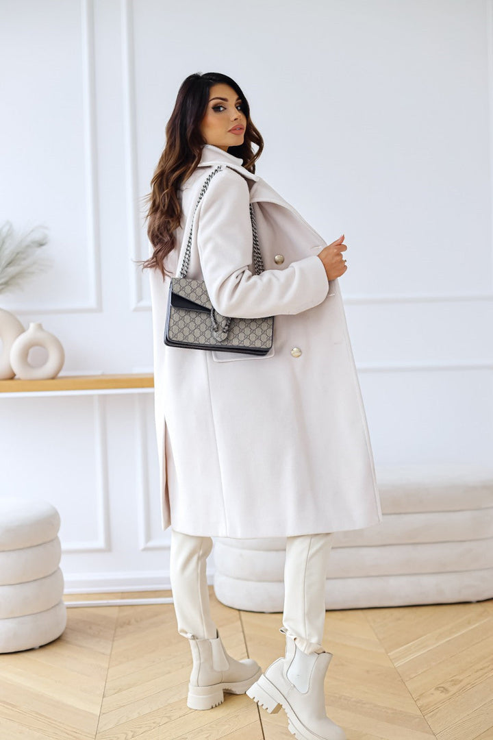 Wool Women's Coat with Double Row of Buttons – Warm Classic Look