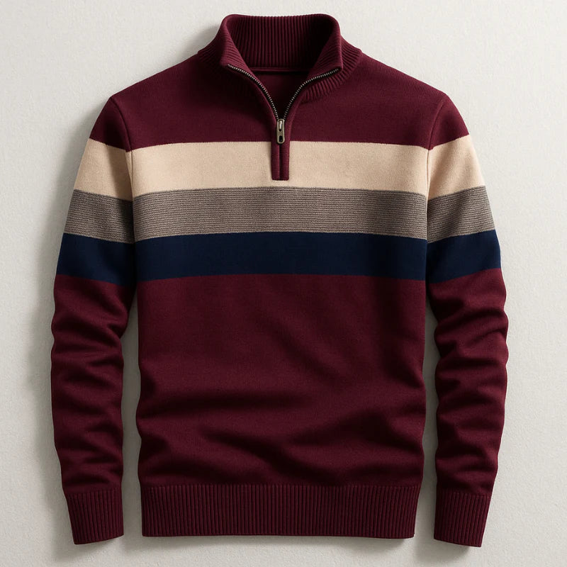 Elston Midweight Cotton Quarter Zip Sweater with Clean Lines for Men - Elena Harper