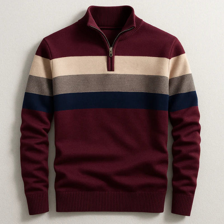 Elston Midweight Cotton Quarter Zip Sweater with Clean Lines for Men - Elena Harper