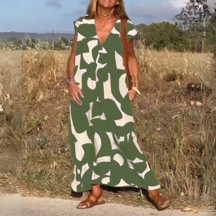 Elena™  |  Printed Dress V-neck
