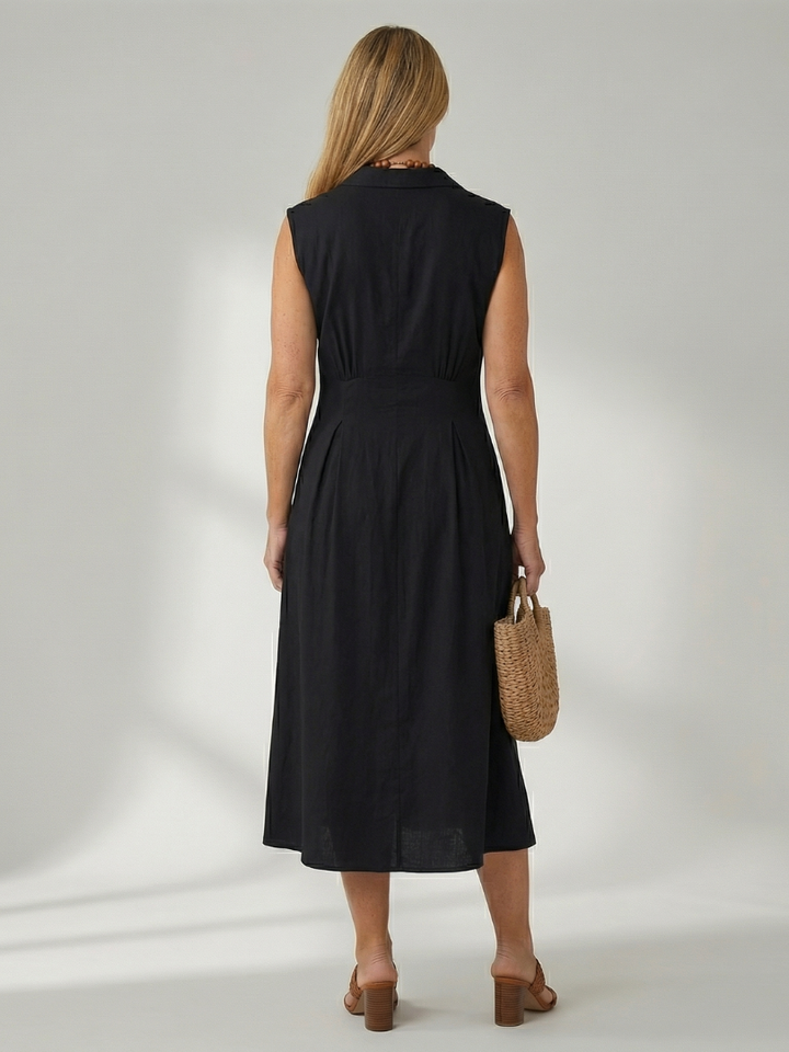 Women's Stack Button Midi Dress – Effortless Style