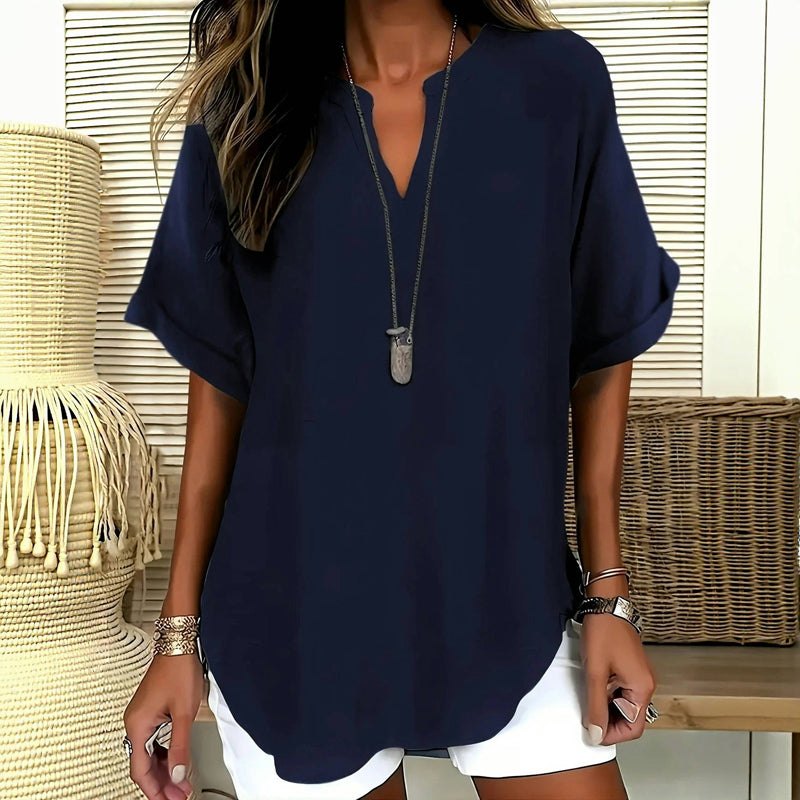 Evelyn™ - ELEGANT SOLID BLOUSE WITH SOPHISTICATED STYLE