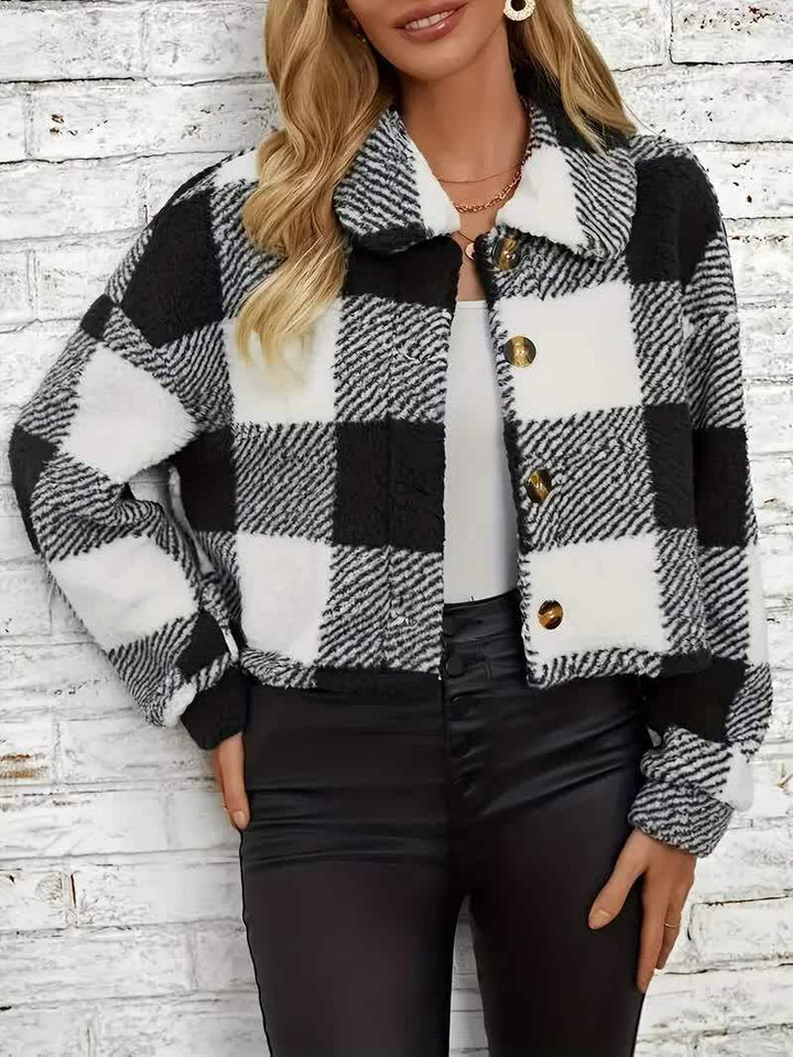 Priya - Chic Vichy Sherpa Coat