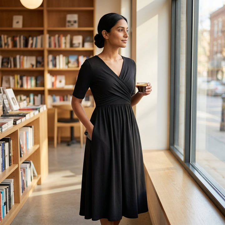 A Line Black Midi Dress Evening