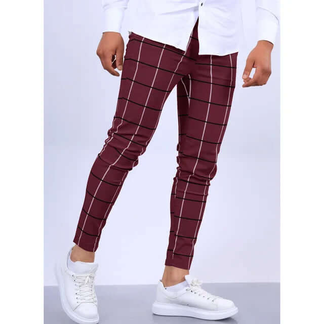 Men's Casual Checkered Ankle-Length Pants