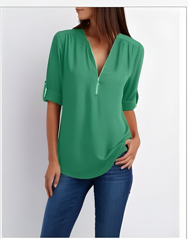 Amaya - Stylish Blouse with Half Zipper