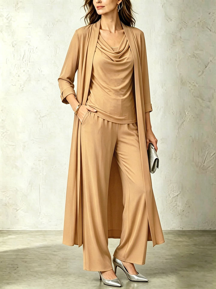 Women's 3-Piece Set: Long Cardigan and Pants