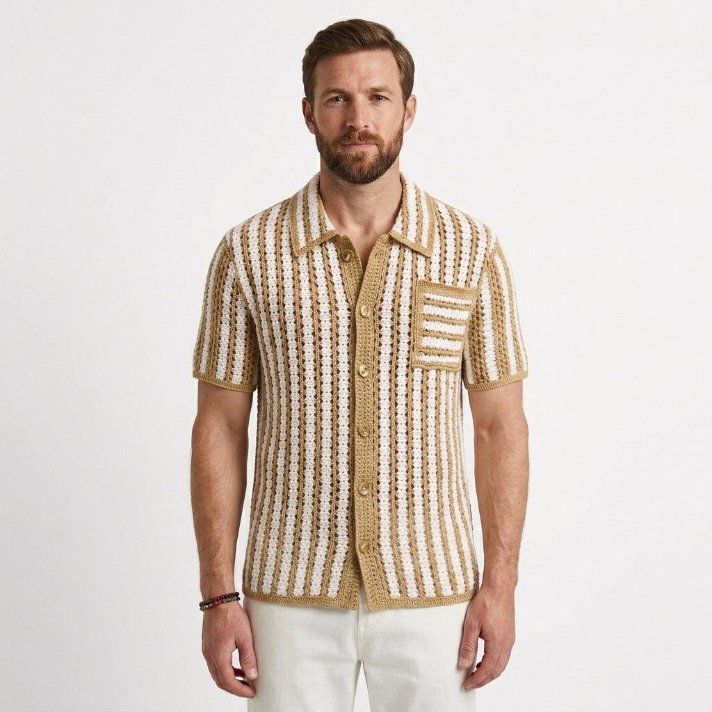 Loose Fit Flocked Knit Sweater For Men