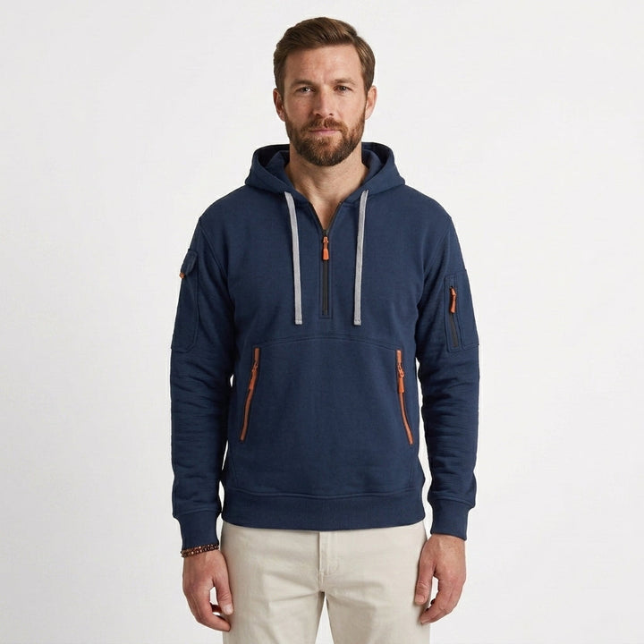 Half Zip Hoodie With Pockets For Men