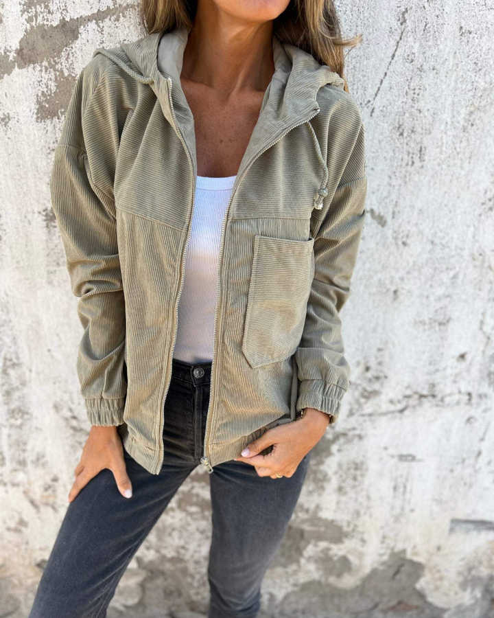 Ella™  |  Cord Zip-up Hoodie