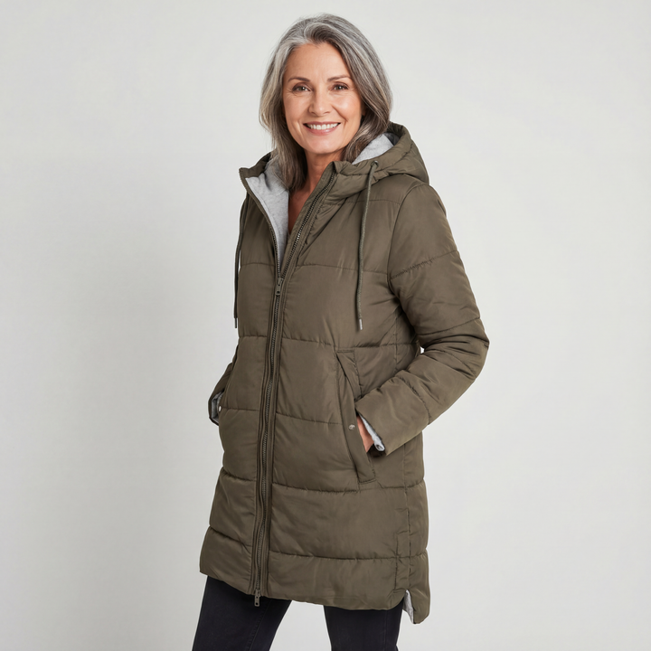 Gwyn Winter-Proof Down Jacket with High Thermal Insulation, view 7 - Elena Harper