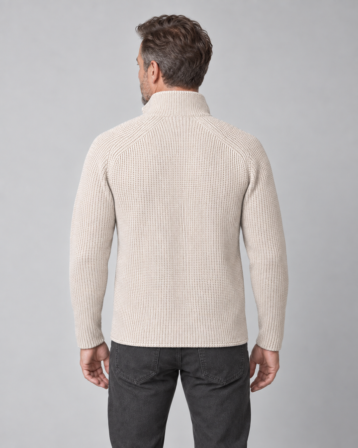 Men's Button-Front Jacket – Stand Collar and Textured Finish