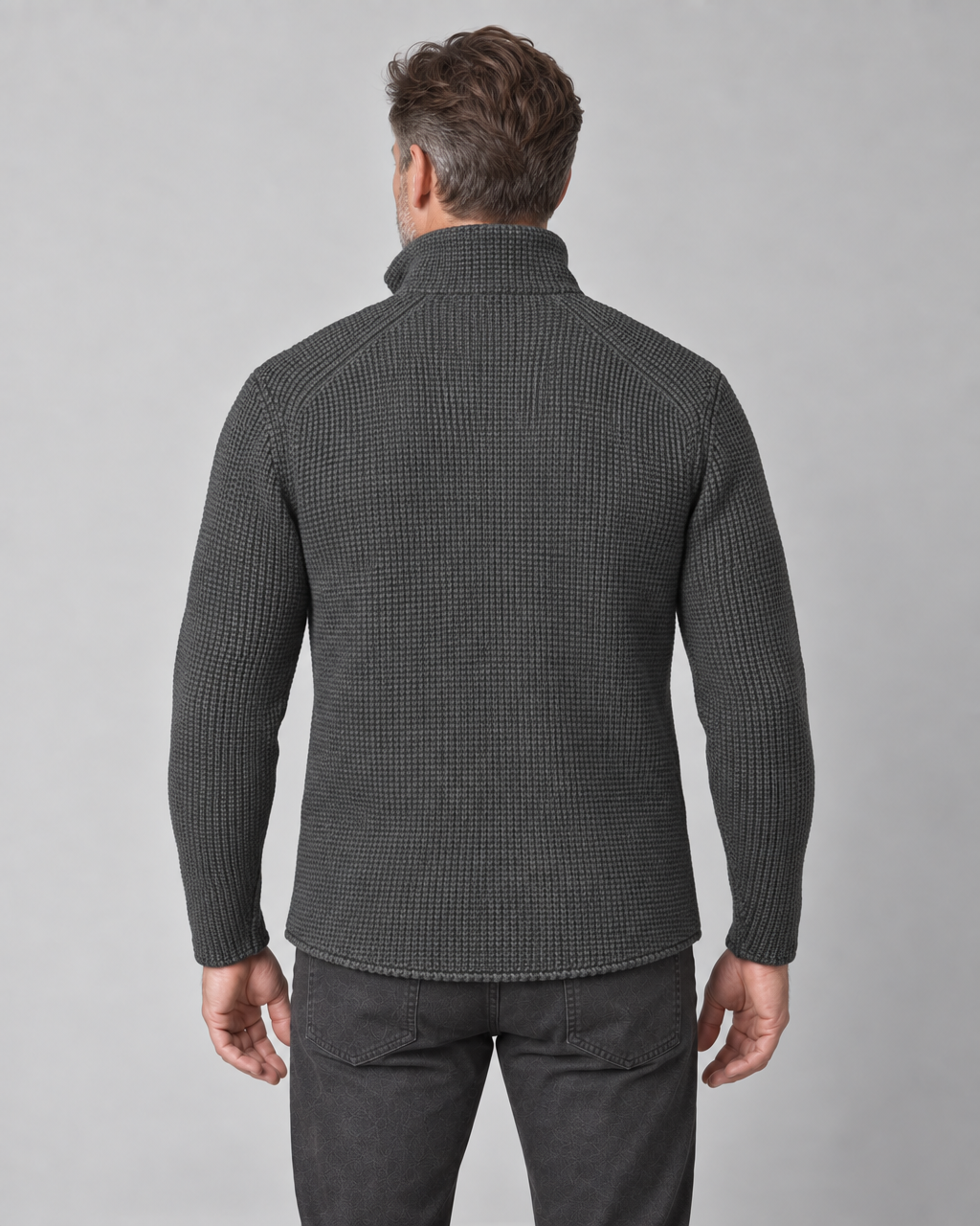Men's Button-Front Jacket – Stand Collar and Textured Finish