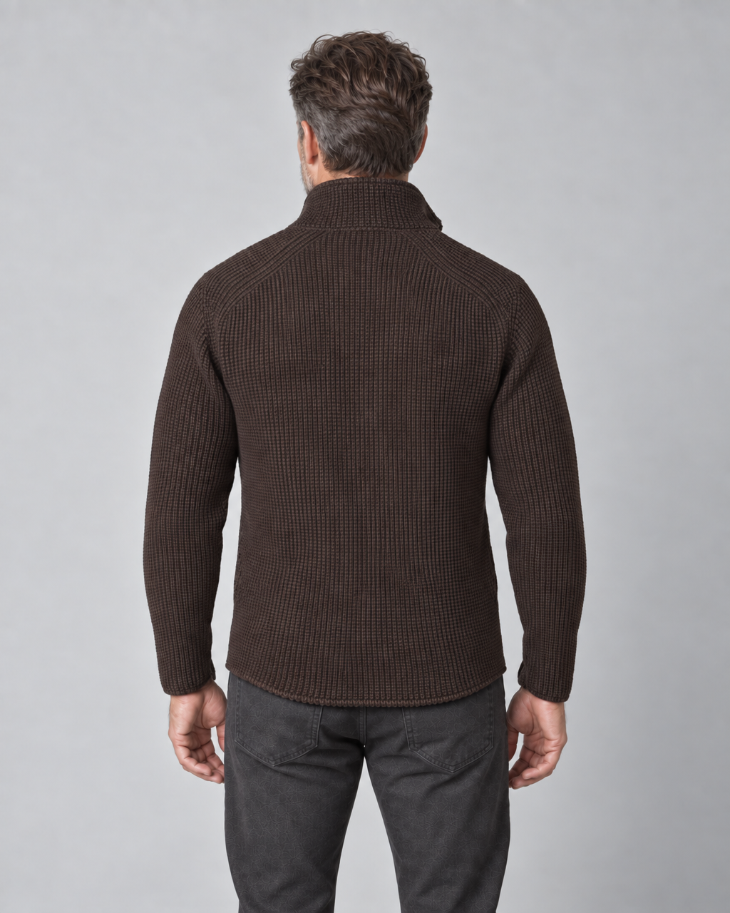 Men's Button-Front Jacket – Stand Collar and Textured Finish
