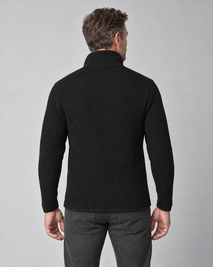 Men's Button-Front Jacket – Stand Collar and Textured Finish