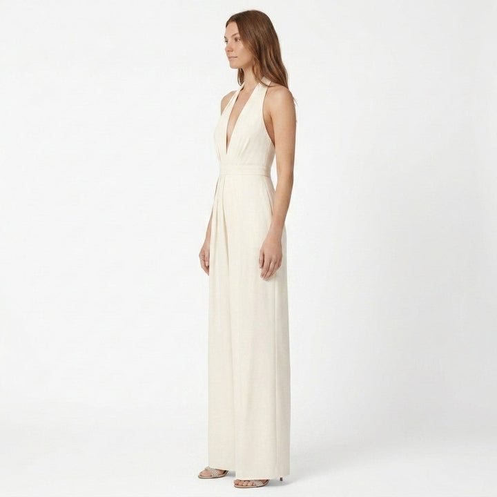 Deep V Neck Wide Leg Jumpsuit Evening Occasion Outfit