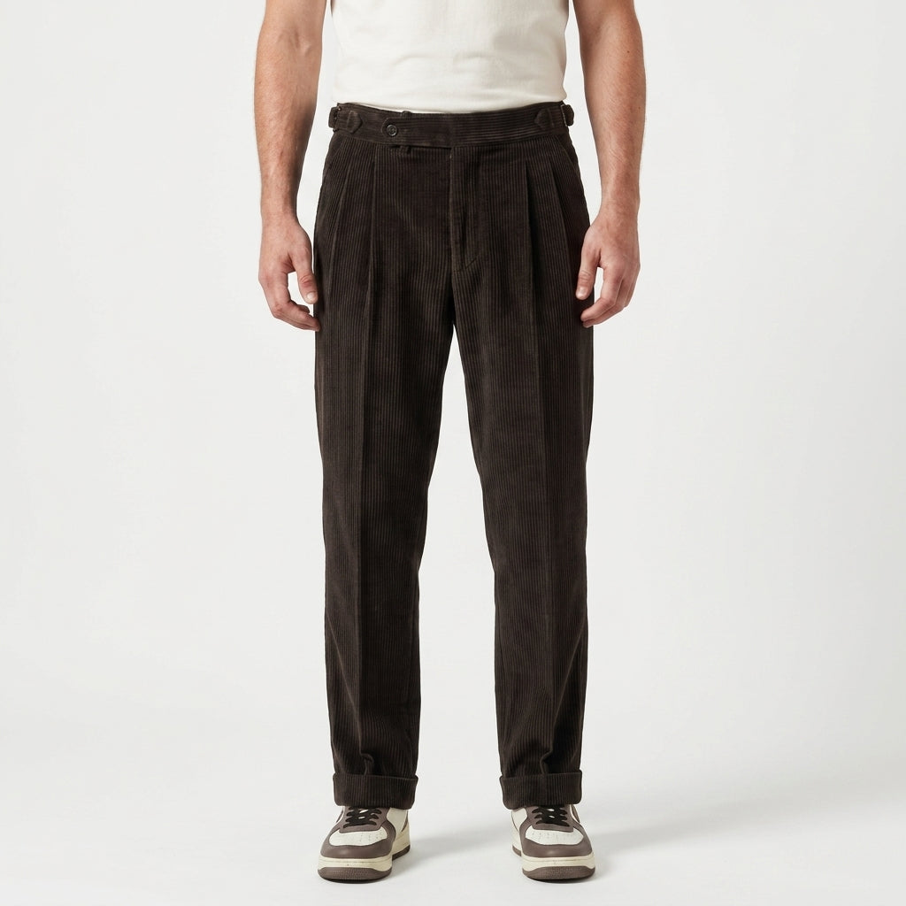 Pleated Corduroy Trousers for Men