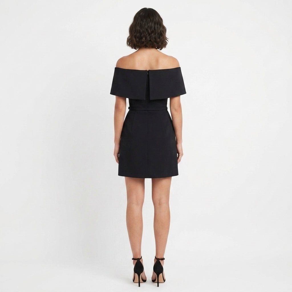 Black Off Shoulder A Line Dress