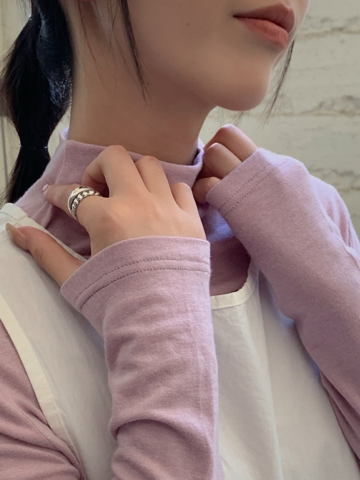 Cotton Long Sleeve Shirt, Round Neck, Basic Style, view 6 - Elena Harper