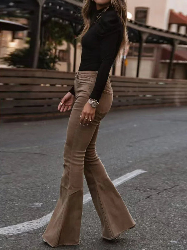 Trendy Corduroy Flare Pants for Women