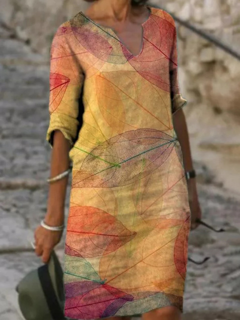 Catherine | Women Printed V Neck Midi Dress