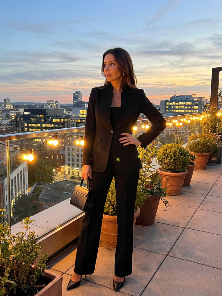 Delta Structured Stand Collar Tailored Suit - Elena Harper