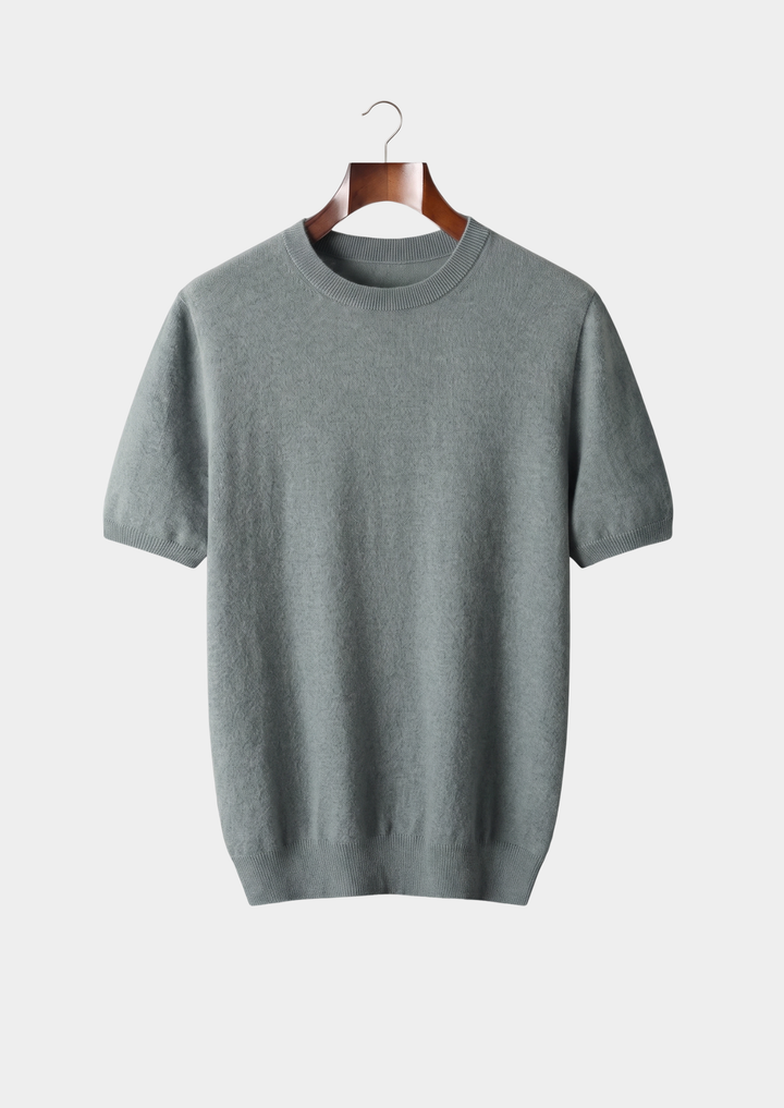 100% CASHMERE CLASSIC CREWNECK T-SHIRT