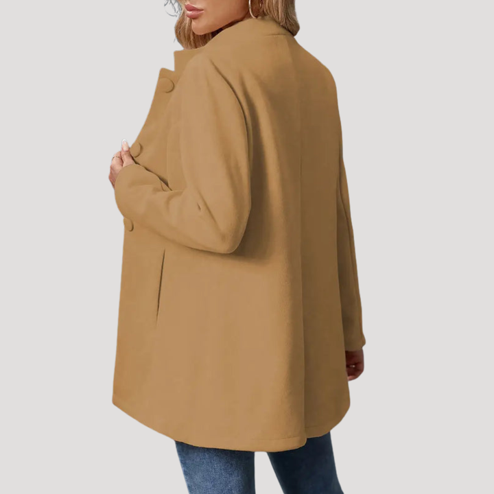 Women's Buttoned Coat with High Collar