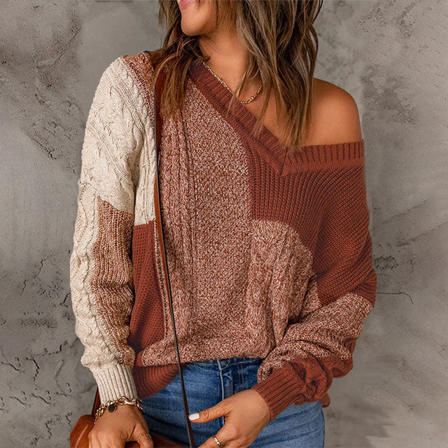 Casual Patchwork Knit Pullover