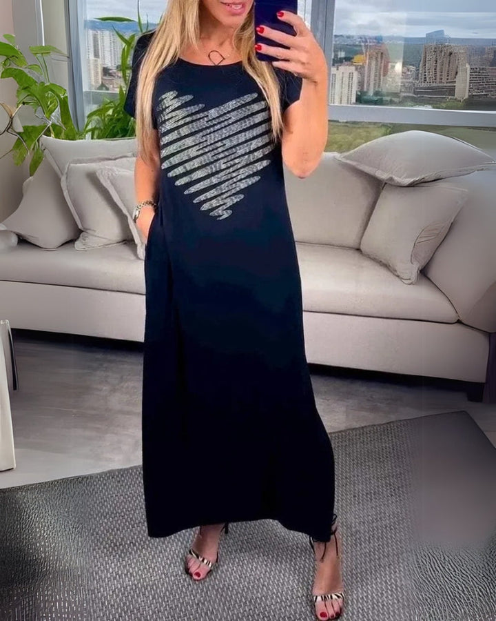 ENILA Casual Dress with Silver Heart - Elena Harper