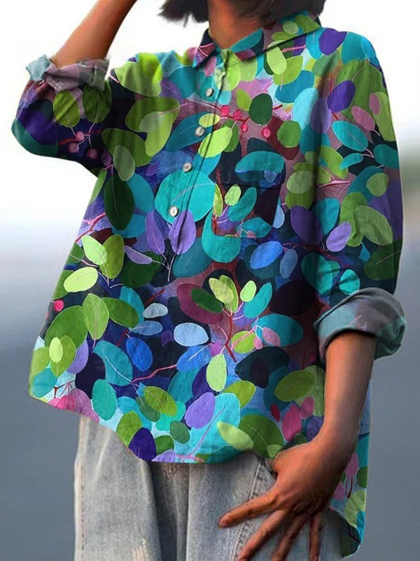 Adriana Summer Forest Art Printed Women's Casual Shirt - Elena Harper