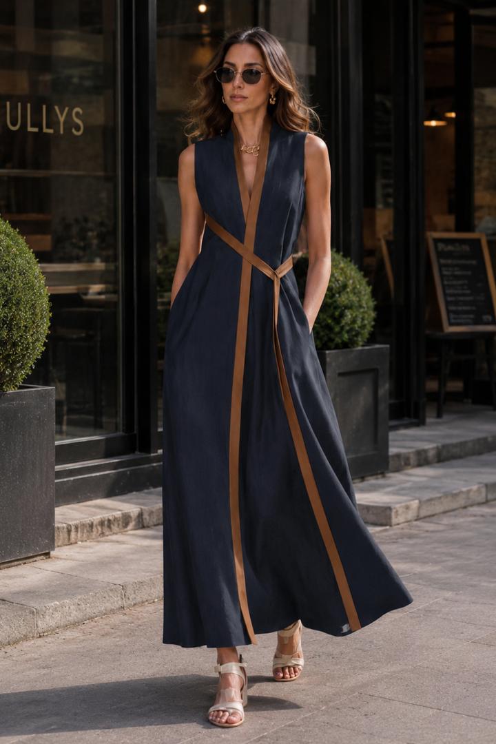 Women's Maxi Dress Contrast | Sleeveless