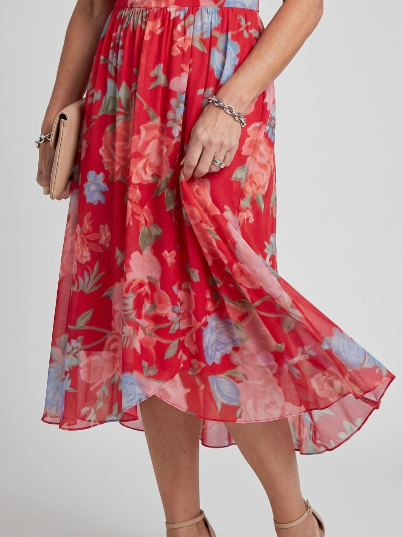 Women's Floral Print Flutter Sleeve Midi Dress for Effortless Style