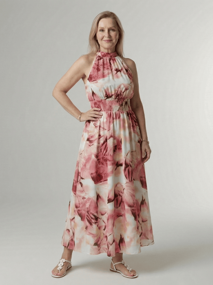 Sylin™  |  Gathered Halter Midi Dress