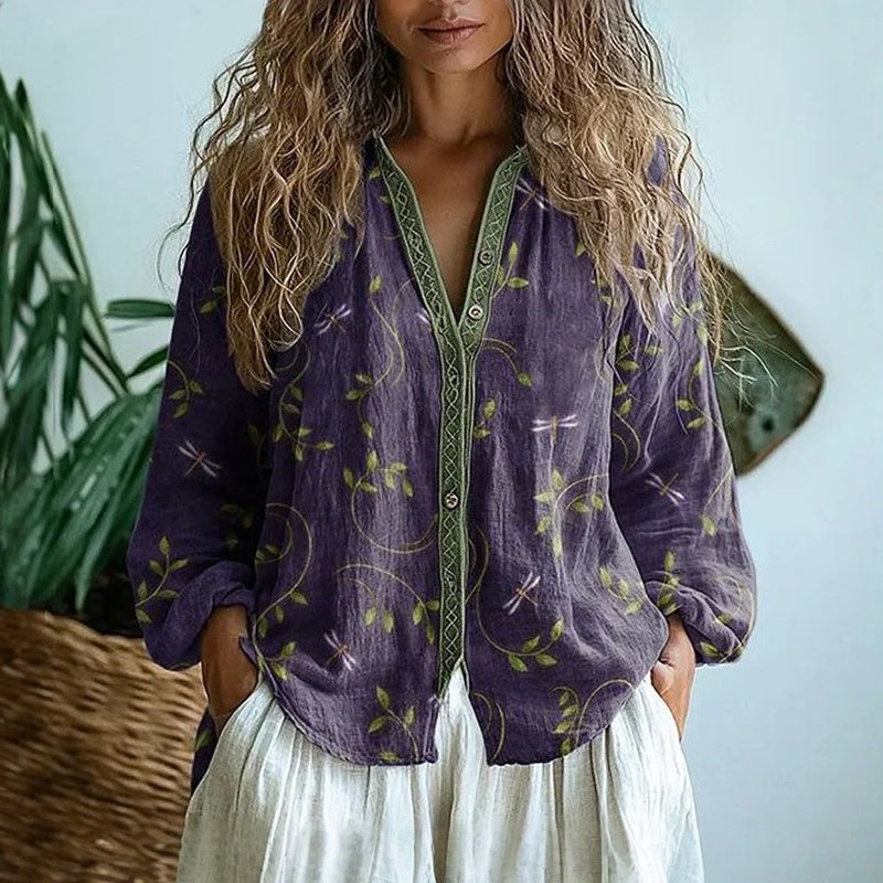 Bonnie™ - VINTAGE PRINTED BLOUSE WITH FLORAL DESIGN