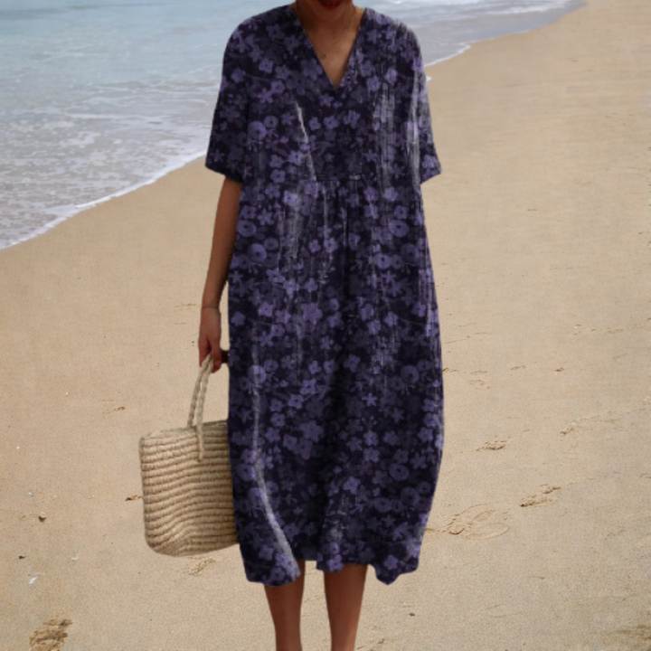 Adèle Long Floral Dress, view 3 - Elena Harper