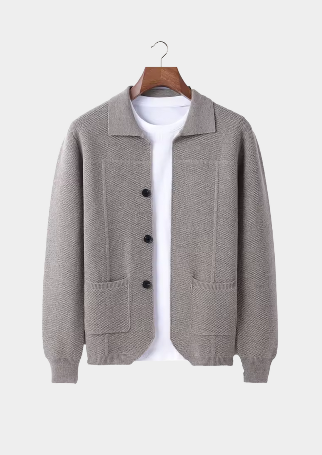 Emma & Rose merino wool button overshirt — premium knitwear