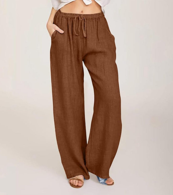 Casual Wide-Leg Cotton Pants for Women – Lightweight High-Waisted Summer Pants