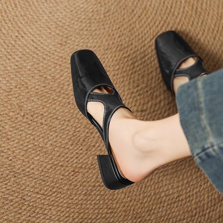 Women's Leather Block Heel Mules – Dessa