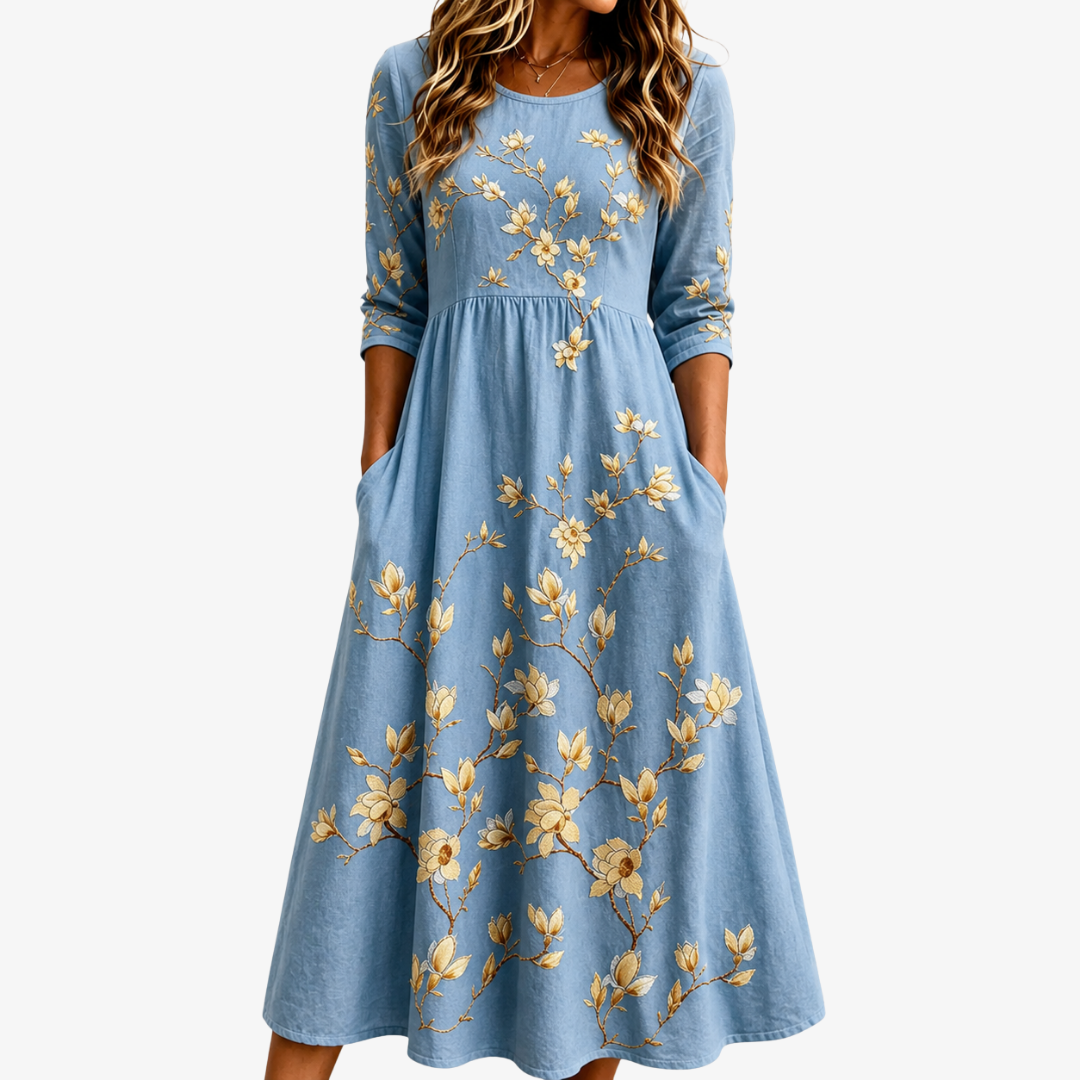 Women's Bluebell Meadow Pocket Midi Dress