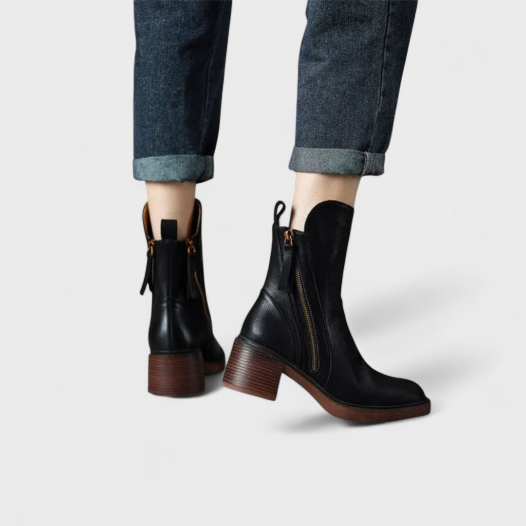 Garciel Leather Ankle Boots, view 3 - Elena Harper