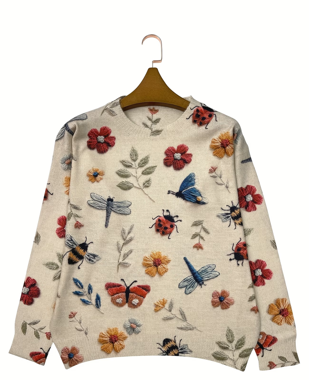 Lesa Pullover with Flower and Insect Pattern - Elena Harper