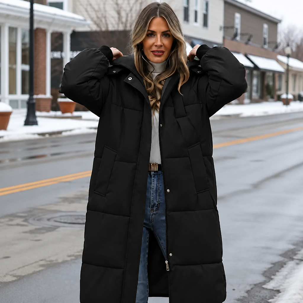 Elise | Long and Elegant Women's Puffer Jacket with Hood