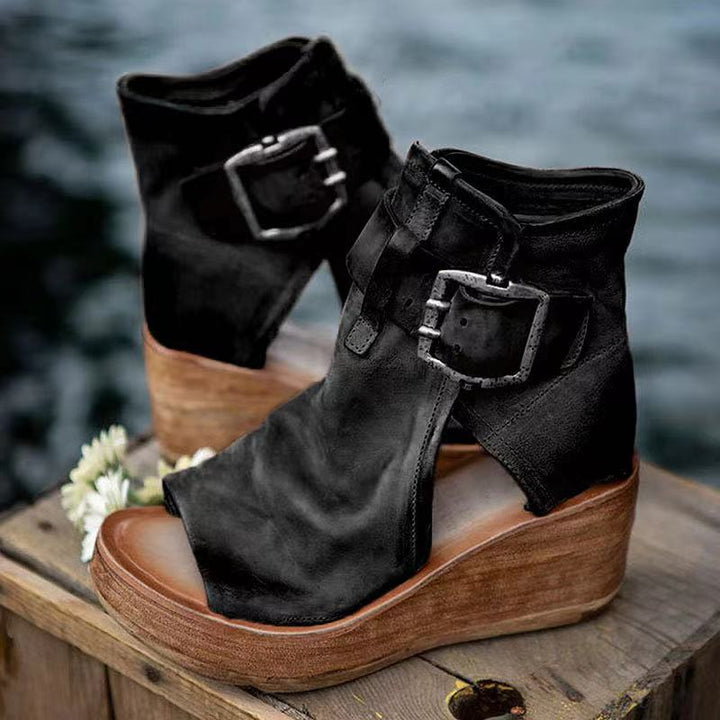 TORI – CHIC BUCKLE WEDGE SANDALS