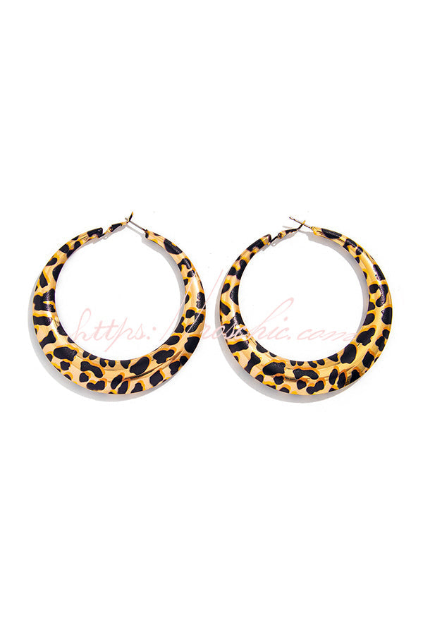 Leopard-print Hoop Earrings