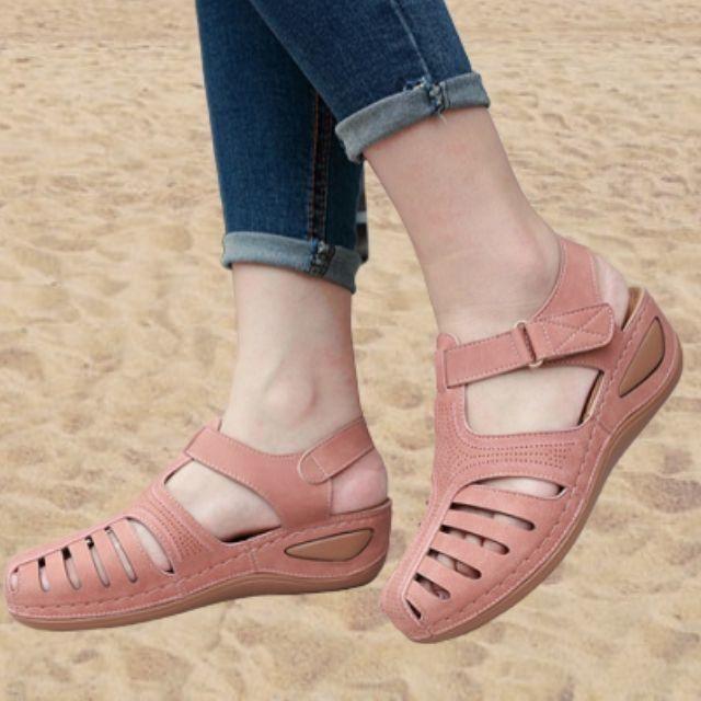 Cut-out Leather Sandals with Ankle Strap EB EB