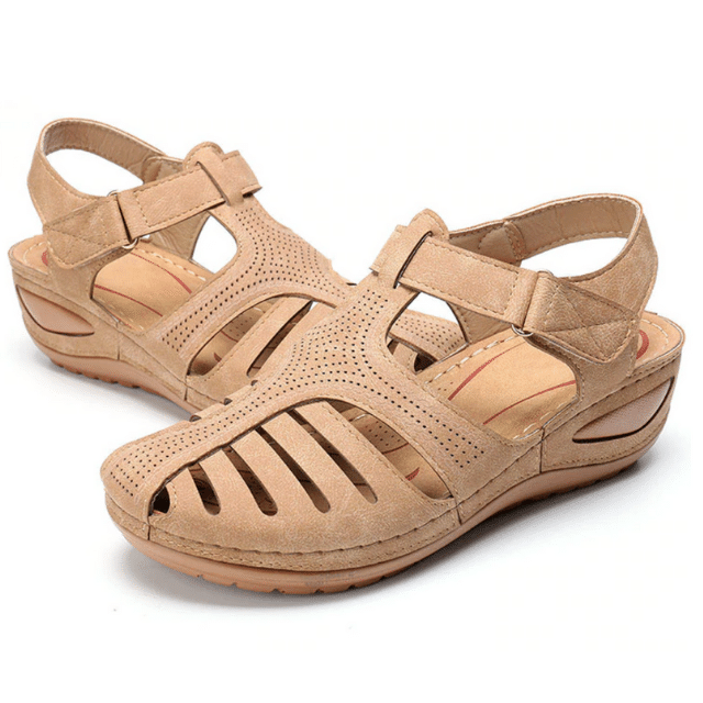Cut-out Leather Sandals with Ankle Strap EB EB